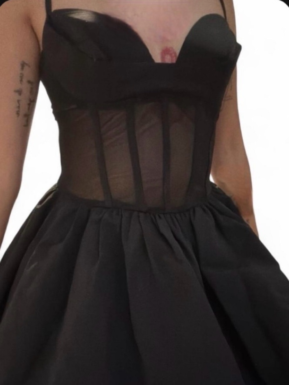 Forever 21 Black Sheer Corset A-Line Dress